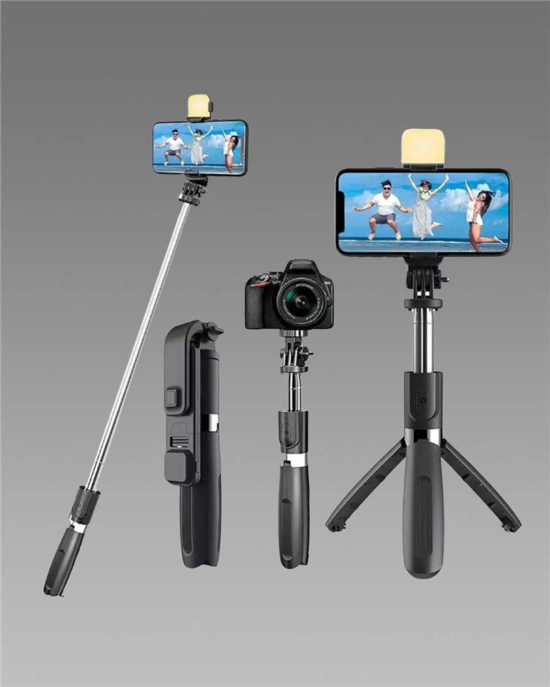 3-in-1 Selfie Stick Tripod with Flash & Bluetooth Remote