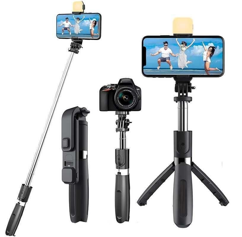 3-in-1 Selfie Stick Tripod with Flash & Bluetooth Remote