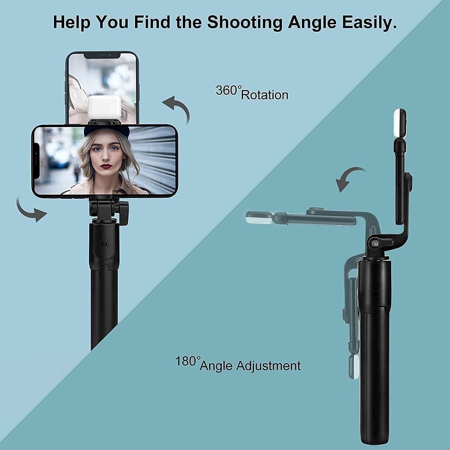 3-in-1 Selfie Stick Tripod with Flash & Bluetooth Remote